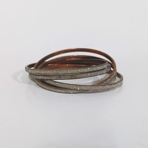 Set of 5 intertwined copper tone sparkly bracelets (1-56)
